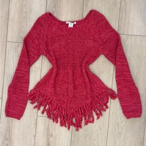 American Rag Red Women's Sweater with Fringe